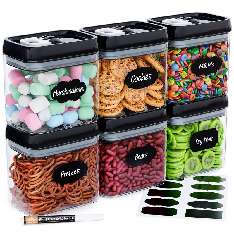 Chef's Path - Airtight Storage Boxes Set - 10 Labels and Markers - Kitchen and Pantry Storage - BPA Free - Plastic Storage Boxes with Upgraded Lids (6 Pieces - 1.5L) - Image 1